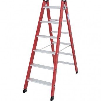 Диэлектрическая двухсторонняя стремянка KRAUSE 2х6 ступеней, из алюминия Диэлектрическая двухсторонняя стремянка KRAUSE 2х6 ступеней, из алюминия