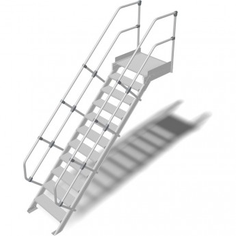 Трап с платформой стационарный KRAUSE 11 ступеней, ширина 1000 мм 45°