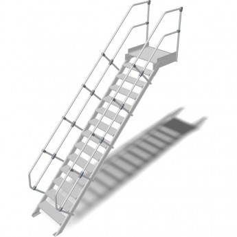 Трап с платформой стационарный KRAUSE 14 ступеней, ширина 600 мм 60°