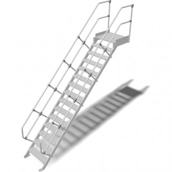 Трап с платформой стационарный KRAUSE 15 ступеней, ширина 800 мм 45°