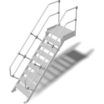 Трап с платформой стационарный KRAUSE 9 ступеней, ширина 1000 мм 60°